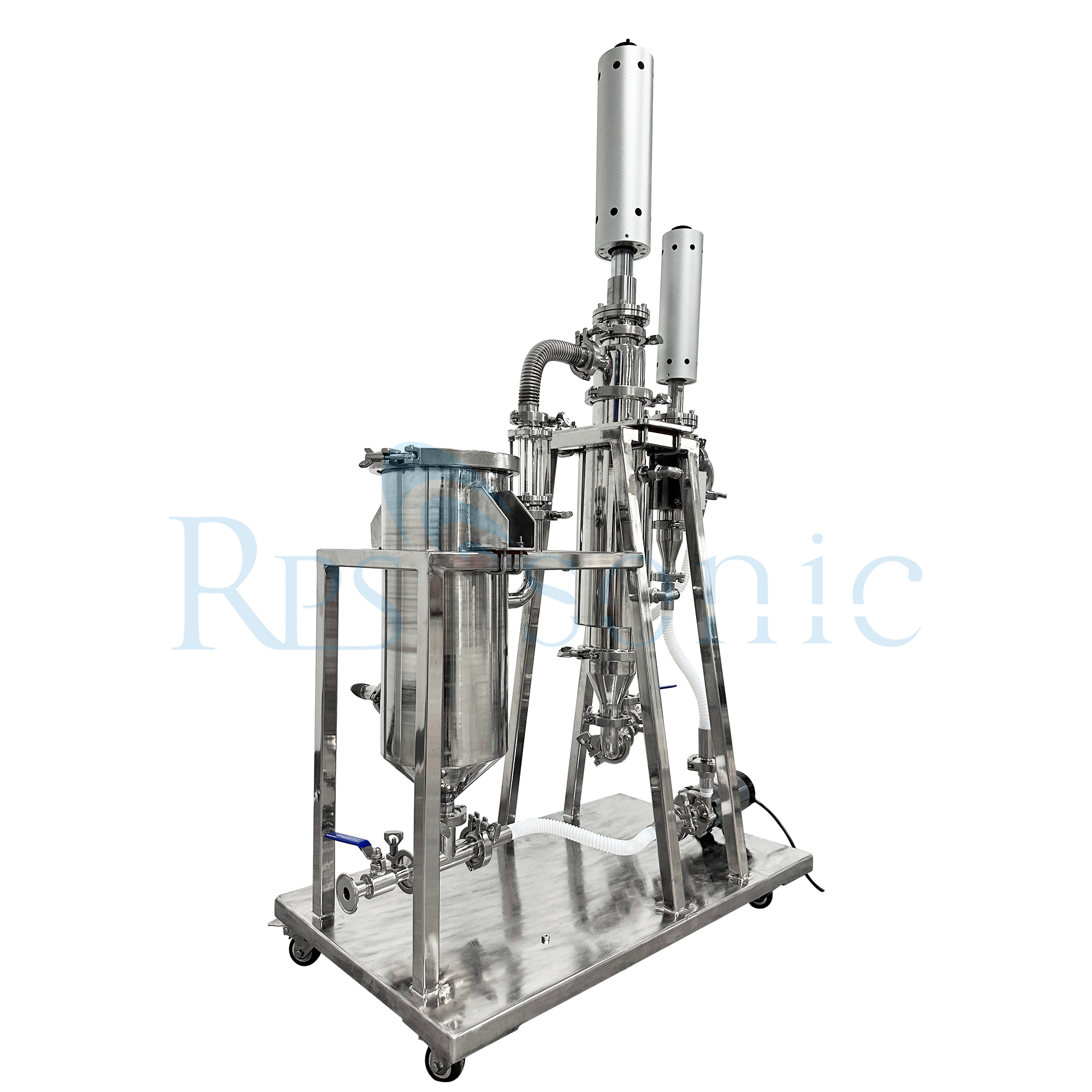 Lab Ultrasonic homogenizer connect with industrial ultrasonic homogenizer for Oil-water emulsification