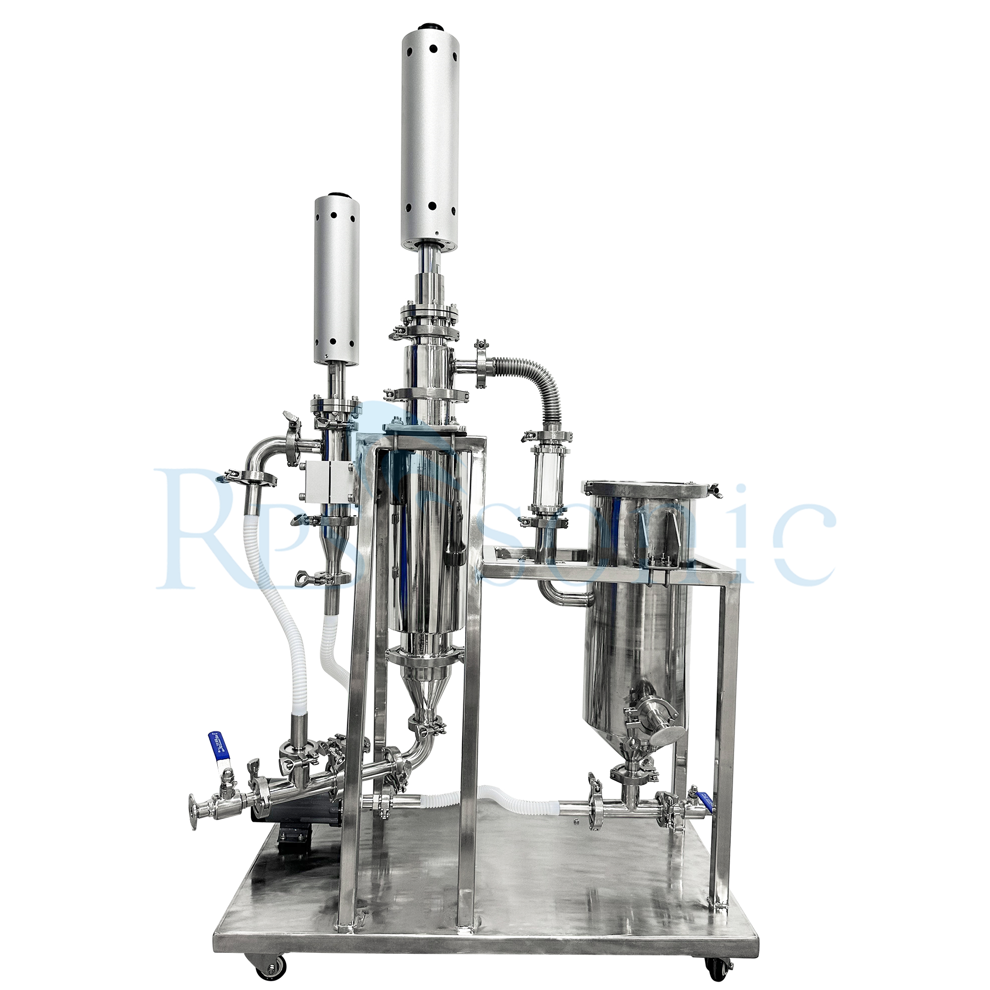 Lab Ultrasonic homogenizer connect with industrial ultrasonic homogenizer for Oil-water emulsification